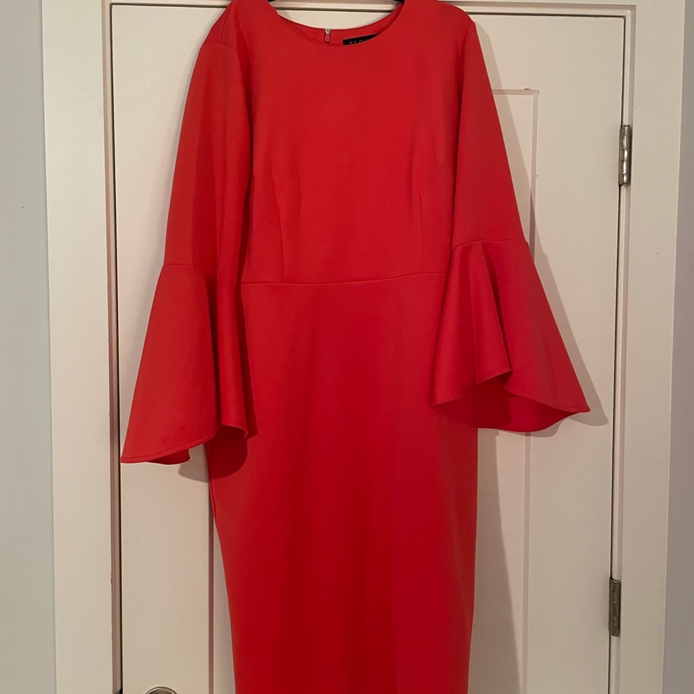 Eloqui Scuba Dress Size 16. Coral